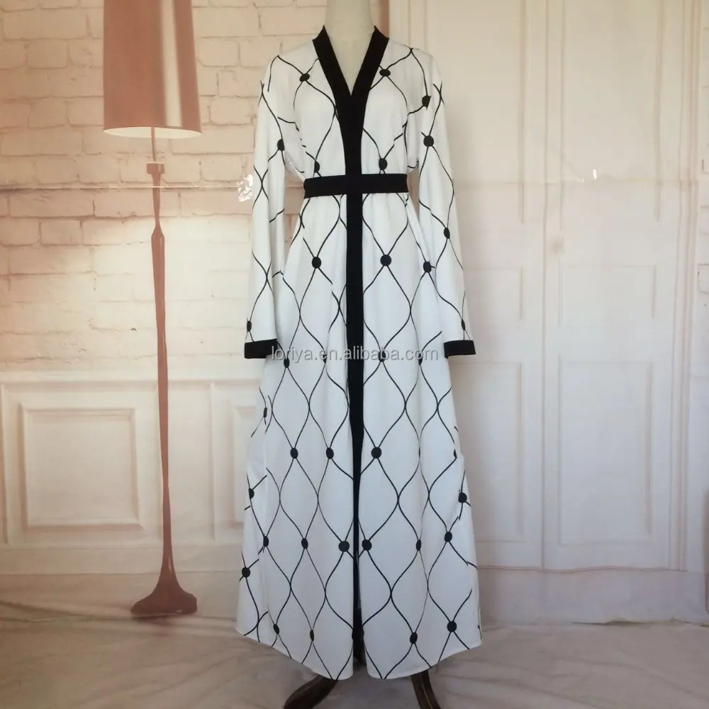 Muslim Women Dress Abaya Dubai Cardigan Islamic Clothing New Design Fashion Open Abaya, White
Muslim Women Dress Abaya Dubai Cardigan Islamic Clothing New Design Fashion Open Abaya, White