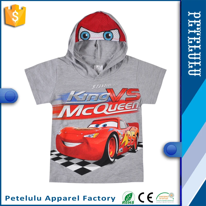 Wholesaler newest summer boy casual clothing kids spiderman tee 100%
cotton boy t shirt with hood