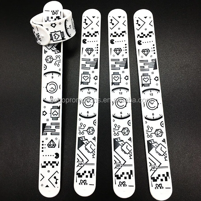 logo slap band custom printed silicon slap bracelet, view cheap
