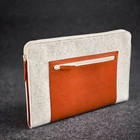 Attached leather clutch case purse felt laptop messenger storage bag with USB charger port