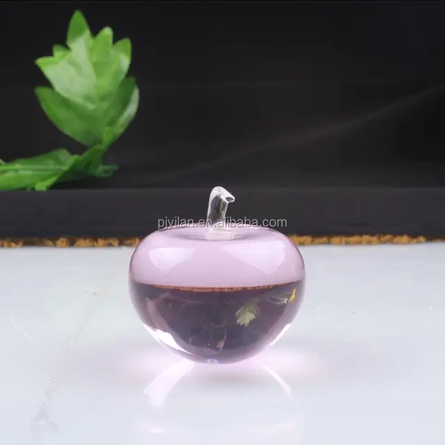 beauty clear pink apple shape crystal paperweight