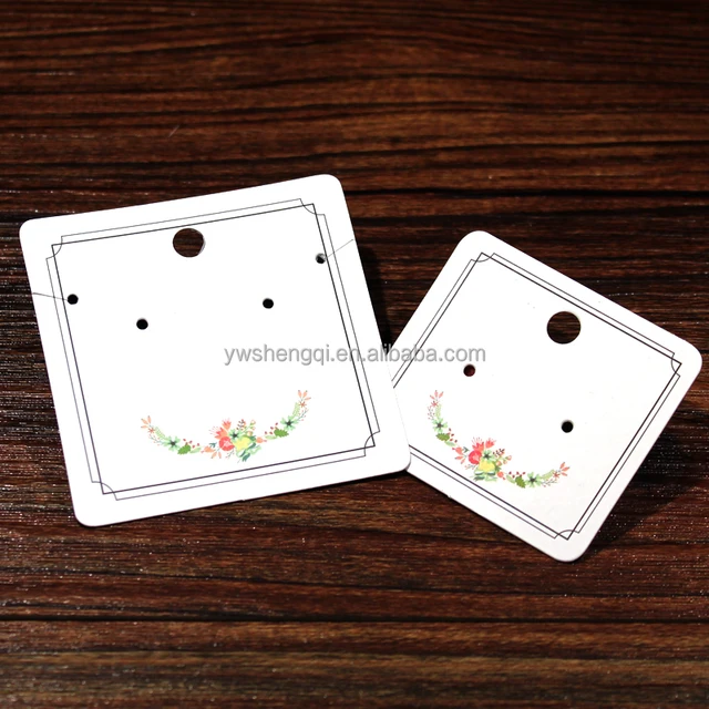 yiwu factory floral printed custom logo white jewelry earring