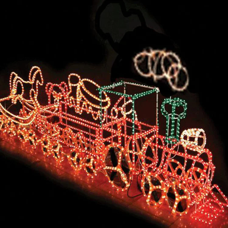 Außen Animierte Seil Licht Zug Motiv Licht 3D Weihnachten Skulptur
