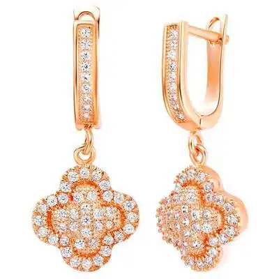 Fashion earrings cross rose gold 18k white gold plated earring flower micro pave zircon drop earing manufactory, Silver/rose gold 
Fashion earrings cross rose gold 18k white gold plated earring flower micro pave zircon drop earing manufactory, Silver/rose gold