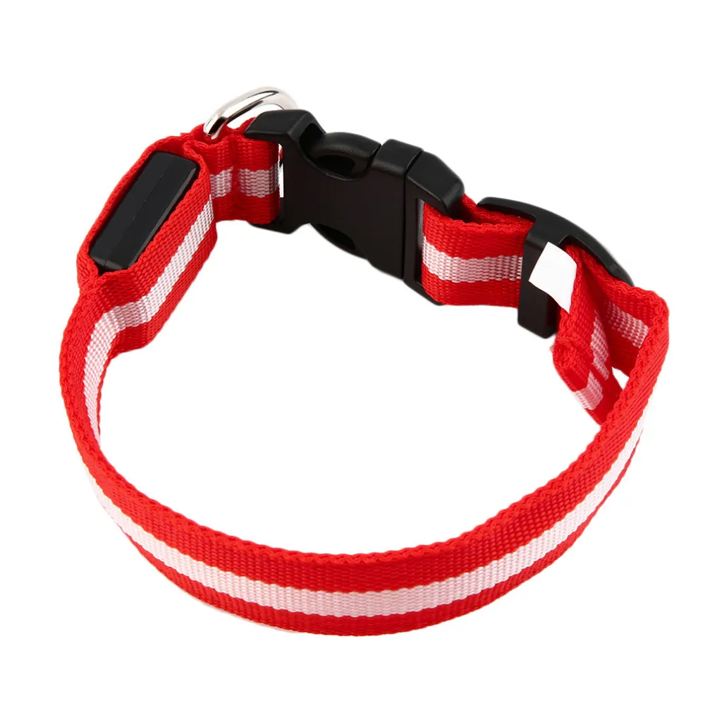 LED Nylon Pet Dog Collar Night Safety LED Light-up Flashing Glow in the Dark Lighted Dog Collars Free shipping