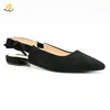 2019 China shoes supplier woman black slingbacks party pointed toe suede flat pumps ankle strap ladies casual summer shoes flats