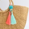 2018 Women Simple Bead Tassel Bag Charm Key Ring Keychain For Boho Jewelry