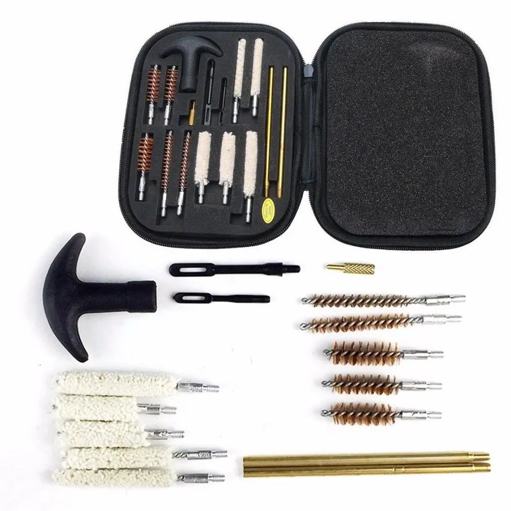 

Universal Cleaning Kit, -for All Caliber Hand Guns. 9mm 22 357 30 38 40 44 45 Hand Guns - Bronze Metal Brushes Brass Rods, Black
