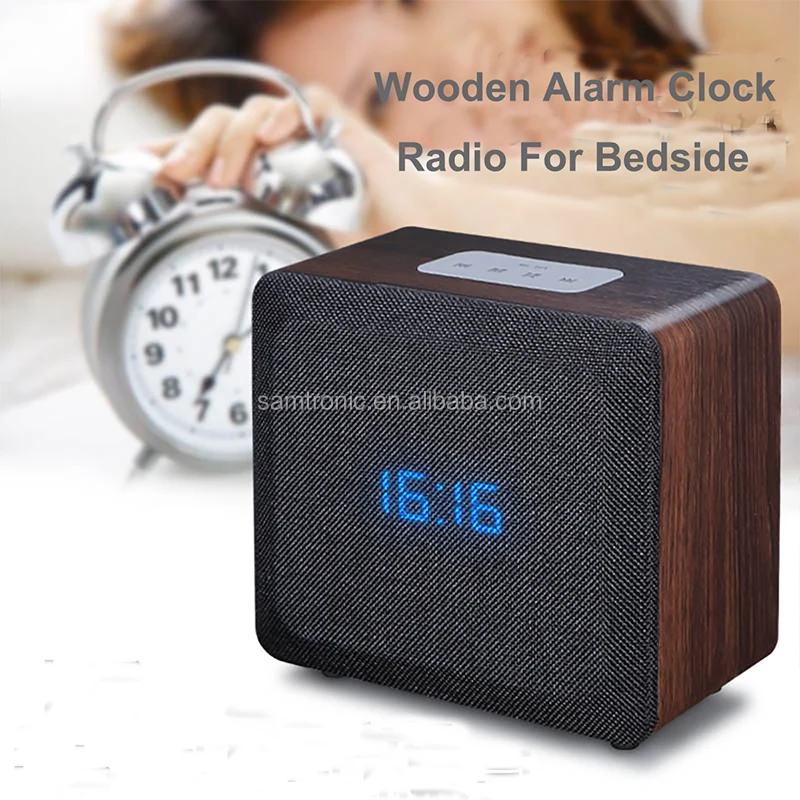 ML-101 Wooden Portable Bluetooth Speaker with Alarm clock Wireless Portable Bluetooth Home Theater Party Speaker Sound system - ANKUX.COM
