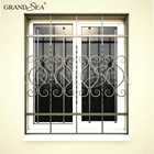 Multi functional galvanized framed wrought iron window gril design
