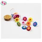 Glass Jar Packed Decorative Sun Flower Shaped Wooden Push Pin for Cork Board