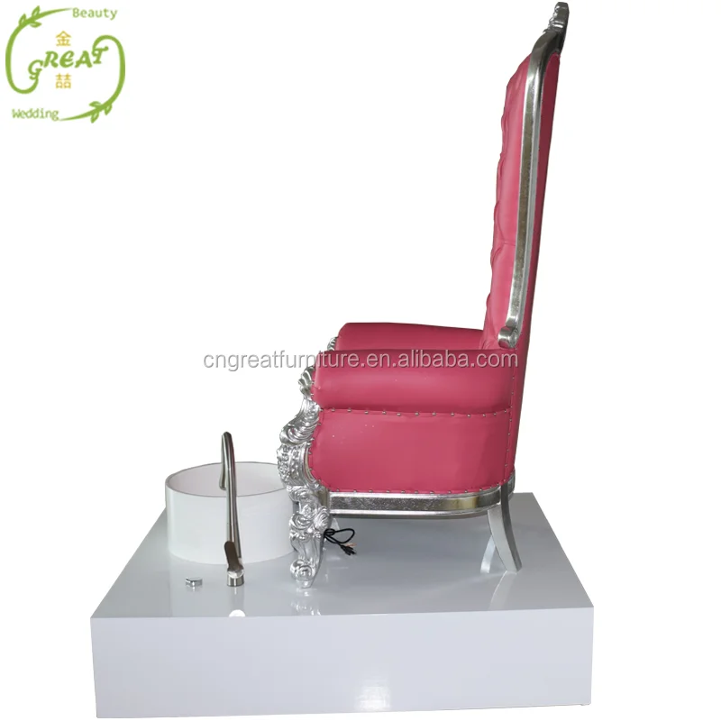Great Hot Sale Hot Pink Beauty Salon Pedicure Throne Spa Chair For Sale GK-01