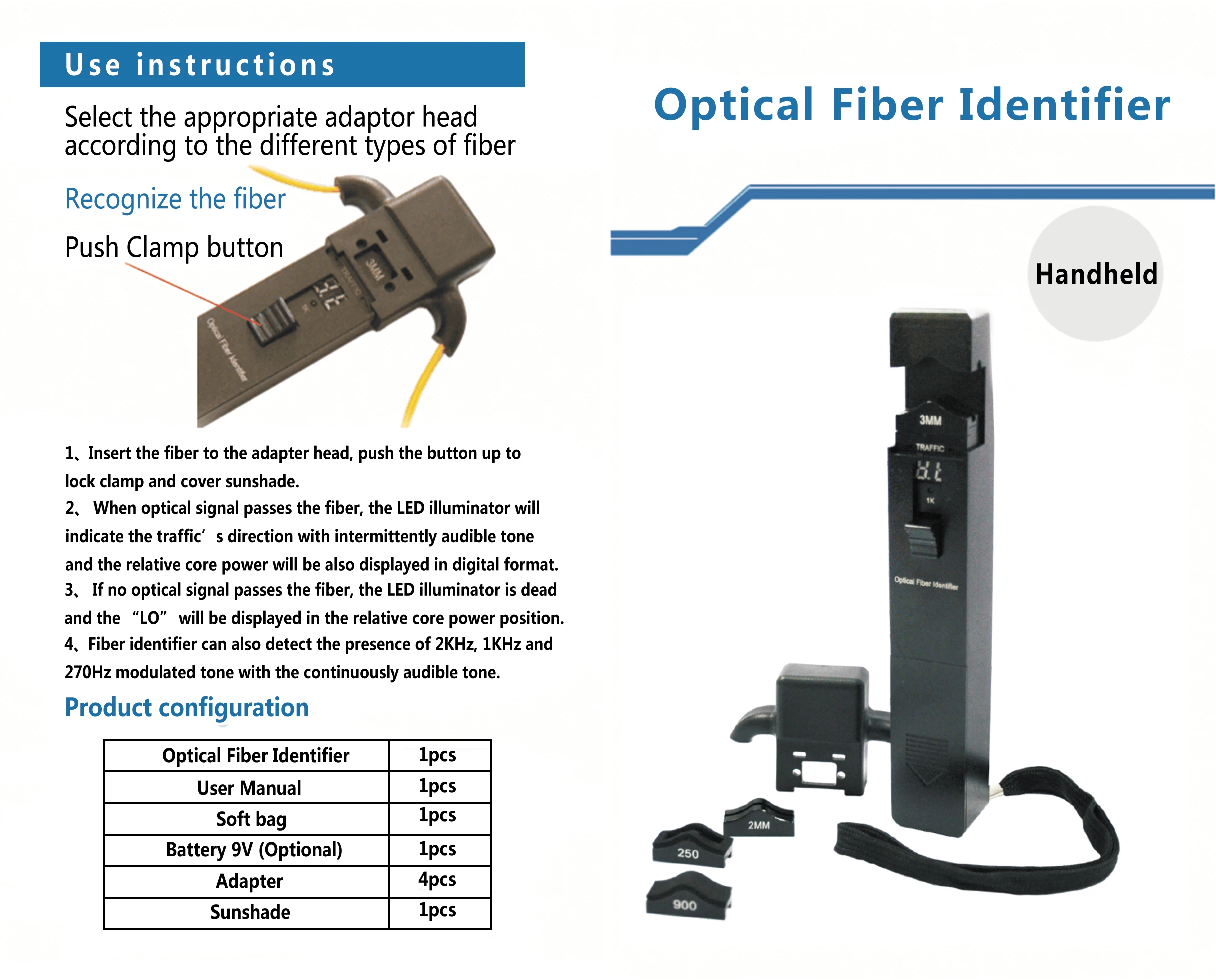 comptyco Optical Fiber Identifier Liver Fiber Detector in Mental Case