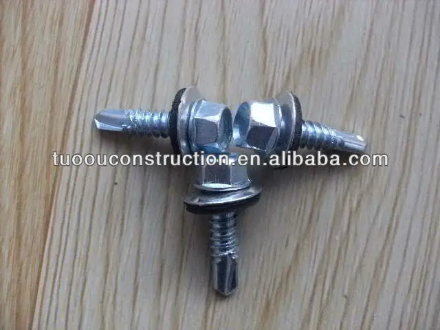 Hex washer drilling screws with slotted