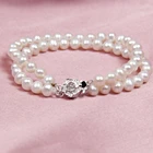 Chinese two layer 925 silver real cultured pearl bracelet freshwater