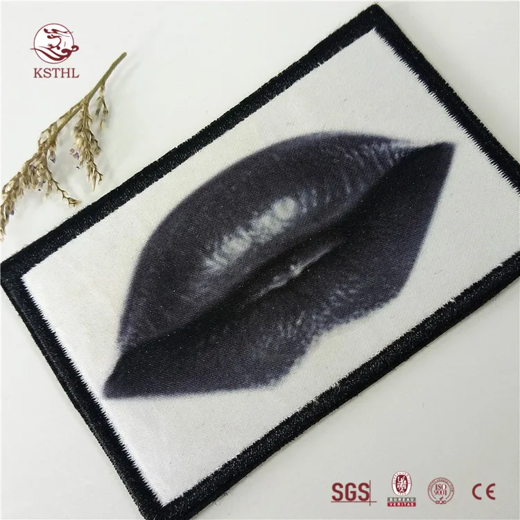 China wholesale cool digital printed iron patches with embroidered border for clothing