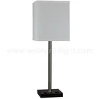 UL CUL Listed Simple Design Brushed Nickel Power Outlet Bedside Lamp With Square Shade T20305