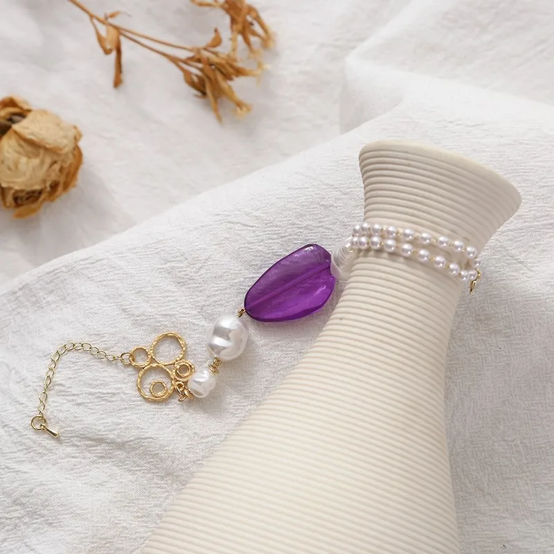 JUHU Wholesale 2019 new style gold plated pearl shape acrylic purple bracelet for female
JUHU Wholesale 2019 new style gold plated pearl shape acrylic purple bracelet for female