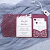 Modern red wedding invitations die cut marriage invitation card royal gold wedding invitation pocket