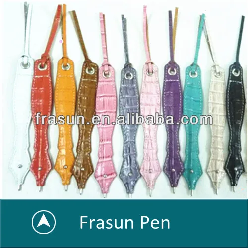 Elegant Bookmark Shape Multi Color Ballpoint Pu Leather Pen Holder