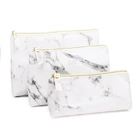 PU Leather Marble Makeup Kit Pouch Hanging Cosmetic Bag Set 3pcs