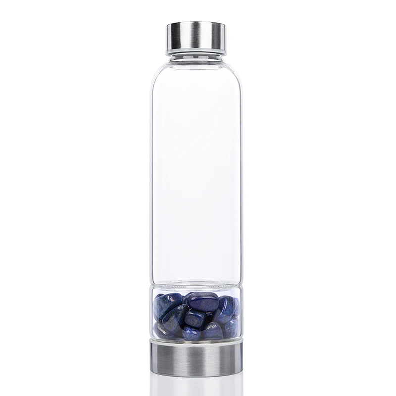 Natural Healing Stone Infused Glass Water Bottle, Lapis Lazuli Chips Crystal Water Bottle
Natural Healing Stone Infused Glass Water Bottle, Lapis Lazuli Chips Crystal Water Bottle