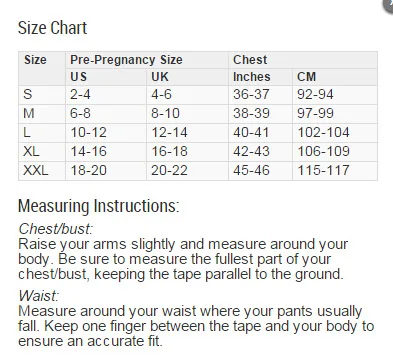 Maternity Clothes Size Chart