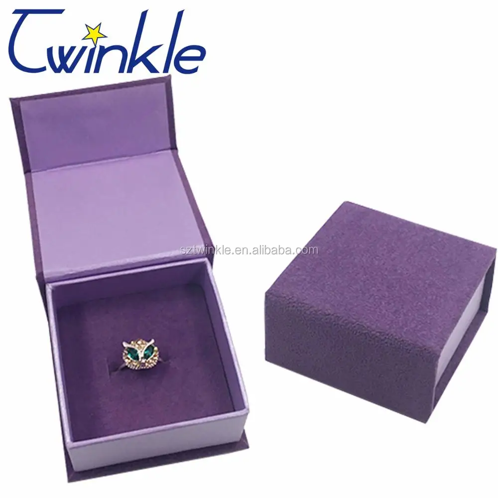 custom logo purple velvet jewelry gift box with magnet closed