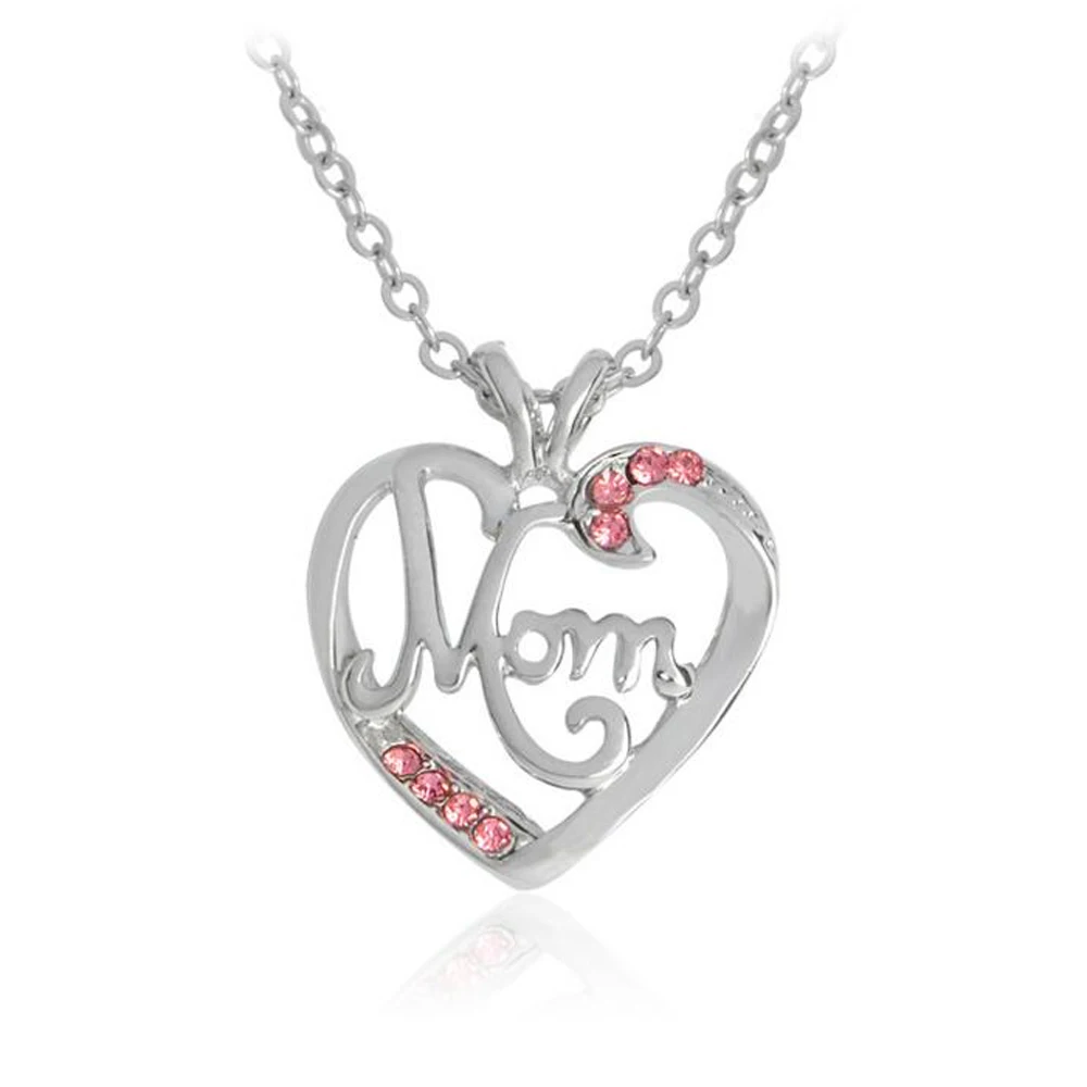 huilin jewelry mothers day gift mom word engraved crystal hear