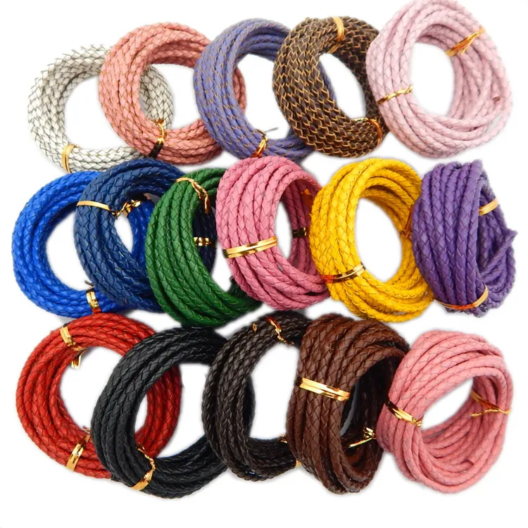Wholesale Fashion 3/4mm Genuine Cowhide Round Braided Leather Cord For Bracelet Making with different colors, Black brown red white green blue yellow mixed colors
Wholesale Fashion 3/4mm Genuine Cowhide Round Braided Leather Cord For Bracelet Making with different colors, Black brown red white green blue yellow mixed colors