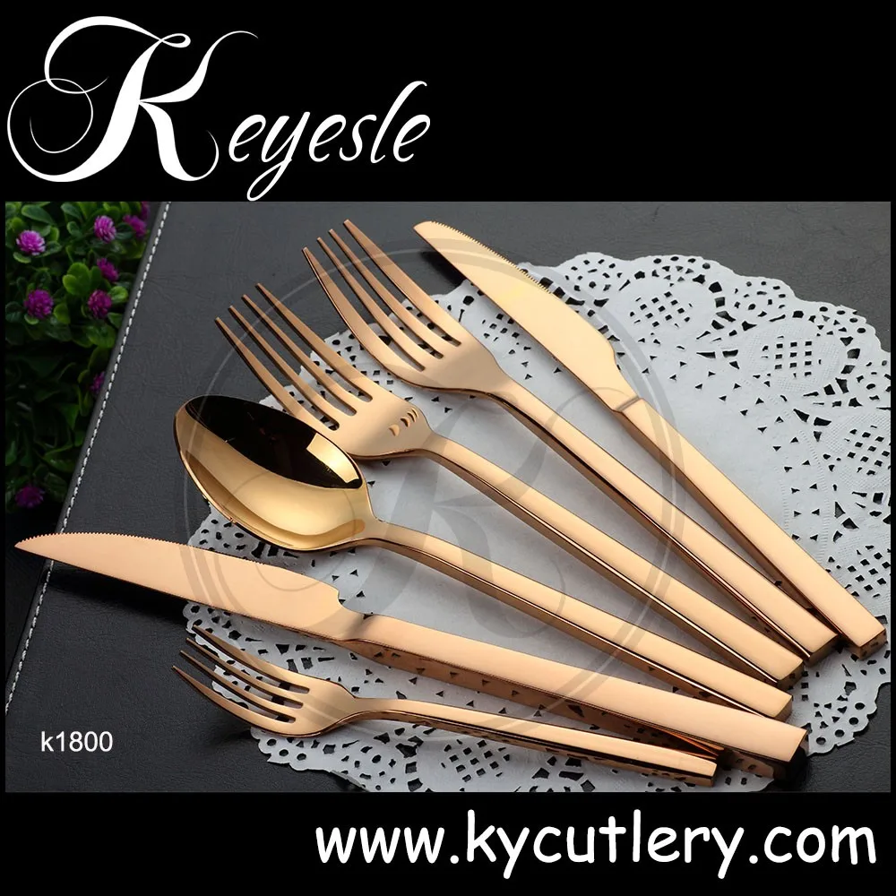 304 stainless steel matte brushed copper plated cutlery/flatware