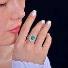 Emerald Ring Ring Joacii Customized Design Natural Emerald S925 Sterling Silver Diamond Ring
