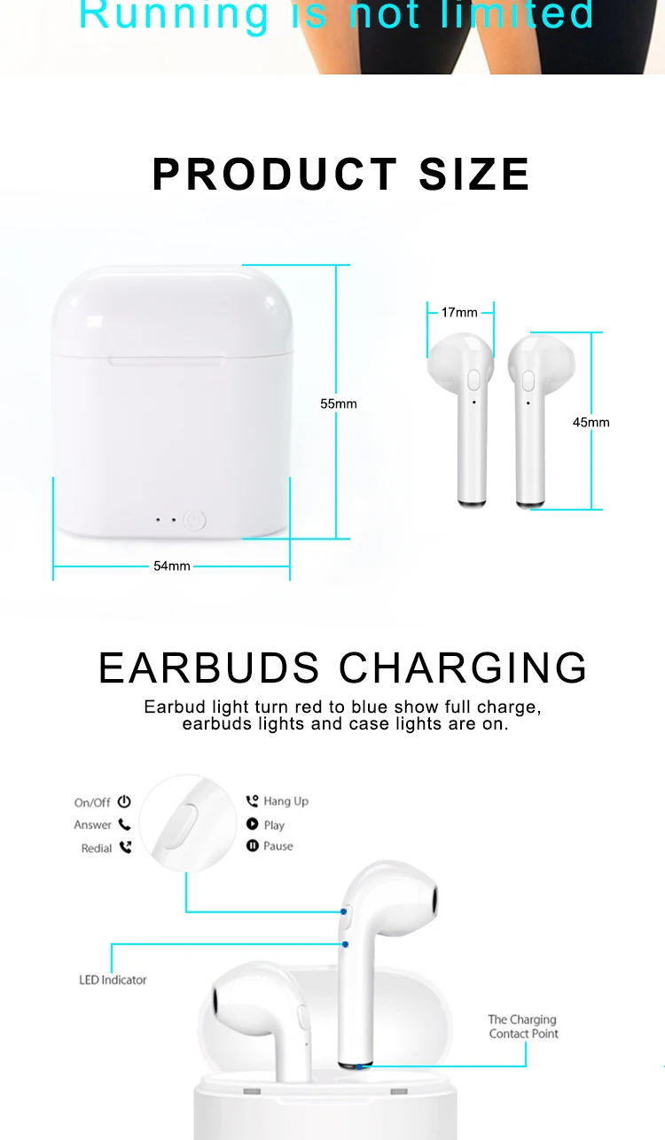 2019 Popular i7S TWS Earbuds In Ears BT21 BTS GOT7 OEM LOGO Wireless Earphone With Charging Box - ANKUX.COM