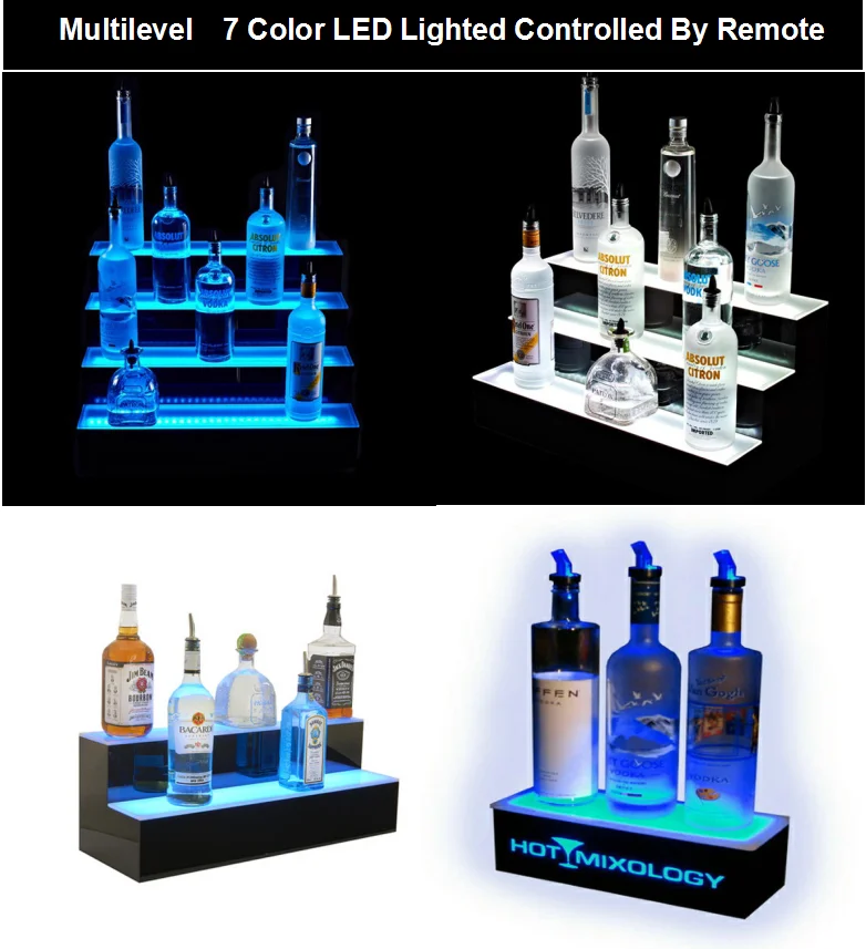 New Products Acrylic Lighted Liquor Bottle Display Stand With Multi