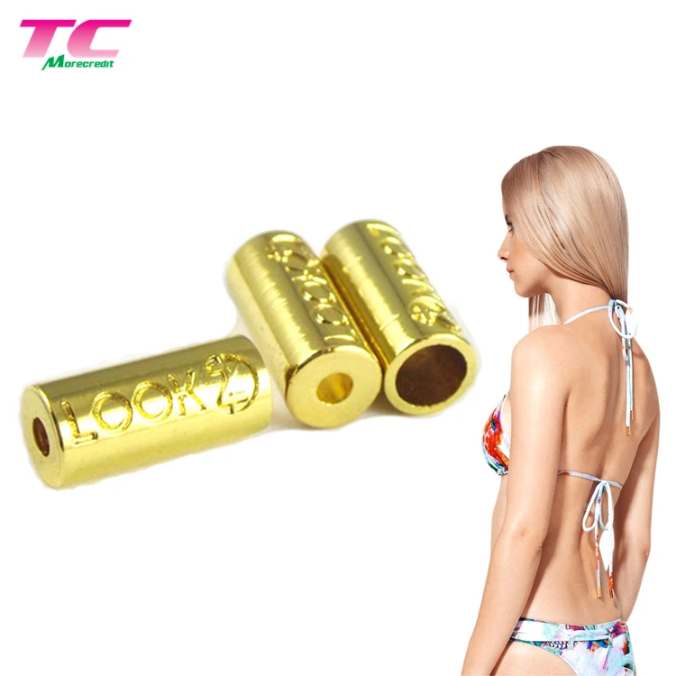 Bespoke Brand Sea Water Resistant Bikini Metal Lace Tips Aglets, Shiny Gold Custom Cylindrical Metal Cord End For Swimwear
Bespoke Brand Sea Water Resistant Bikini Metal Lace Tips Aglets, Shiny Gold Custom Cylindrical Metal Cord End For Swimwear