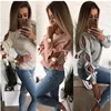 2019 Women Bow Hollow Out Longsleeve Sweater Pullover Knitting Bow Loose O-Neck Tops Blouse Knitwear Tops