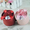 Pink Red Flower Butterfly Knot Loveable Tag Round Paper Wedding Candy Box
