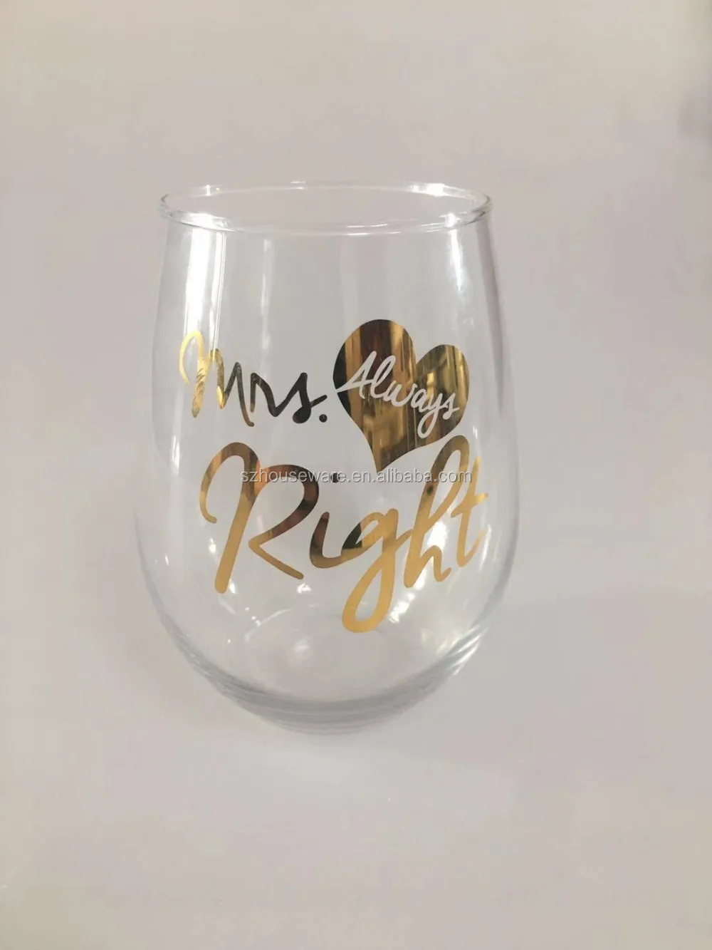 hand painted and decal stemless wine glasses