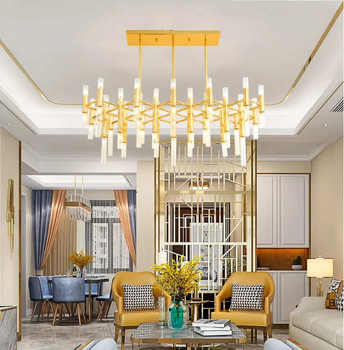Indoor modern luxury gold metal residential hotel lobby high quality wholesale chandeliers pendant lights