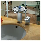 Fyeer 3colors single lever brass basin led faucet waterfall