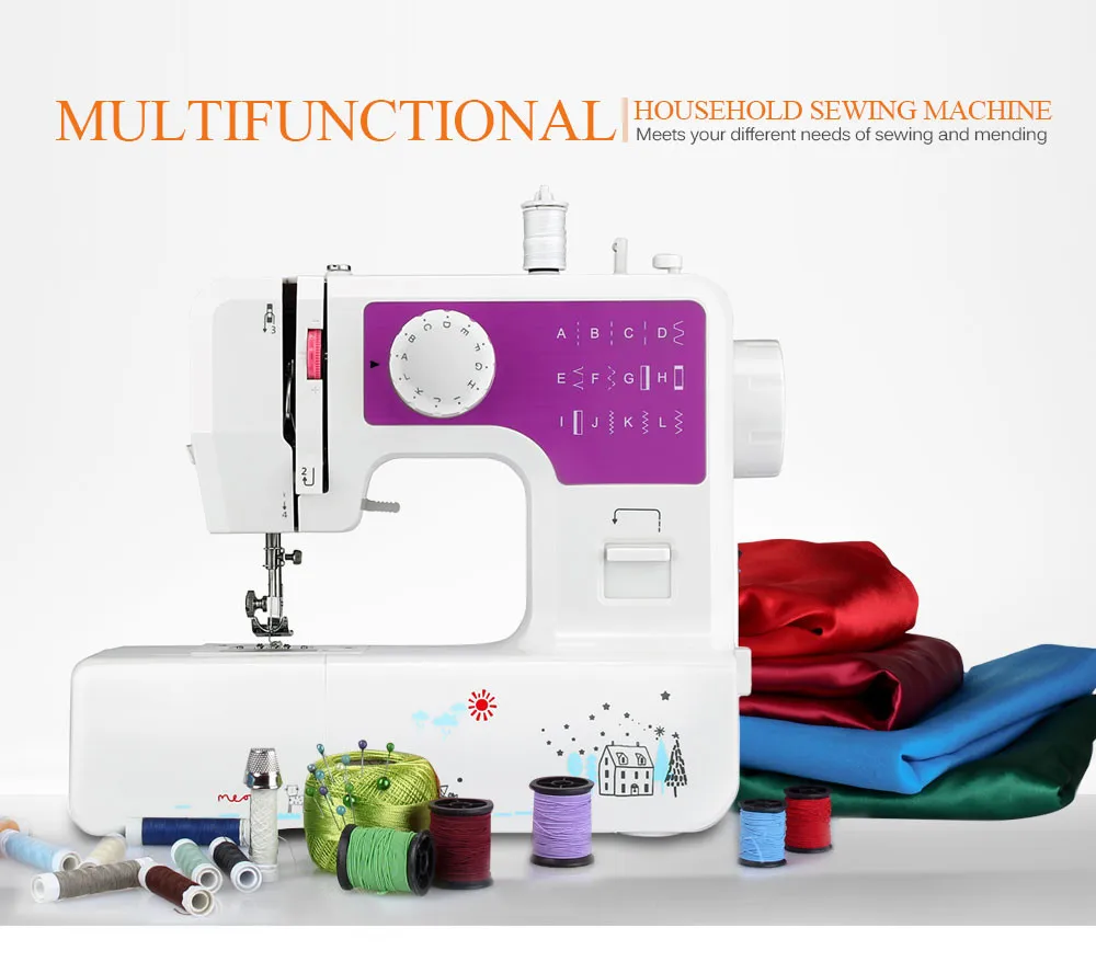 Mini Household Sewing Machine with 12 Different Stitches EU US Plug Adjustable Speed USB Socket 3 Color Sewing Machine for Home10