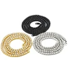 Factory Price 18k Gold 1 Row Rhinestone Crystal Iced Out Chain Men's Hip Hop Tennis Necklace Wholesale