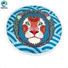 Personal tailor custom print custom logo microfiber suede round towel for beach