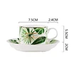 Green Leaves ceramic coffee mugs set porcelain tea cup set with saucer