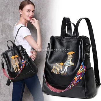 women embroidery couple pattern genuine sheepskin leather girls