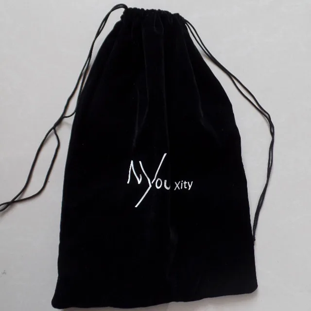 big black custom logo velvet gift bags drawstring jewelry