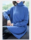Hot design turtleneck pullover knitted wool sweater dress for women winter