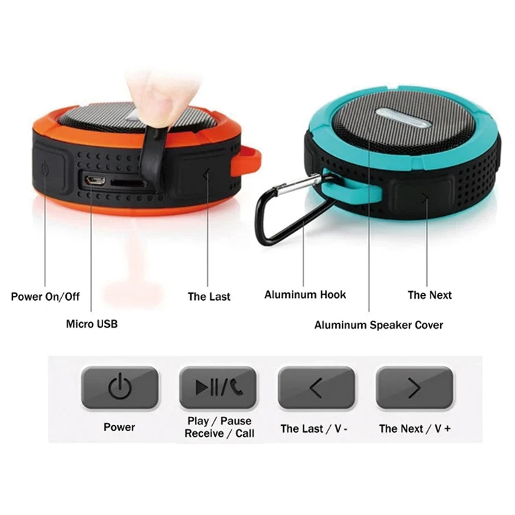 Amazon 2019 Trending Products Wireless Car Bluetooth Speaker Outdoor Sport Portable C6 Waterproof shower Speakerwith suction cup - ANKUX.COM