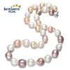 Freshwater cultured pearl necklace mixed color 12-13mm AA baroque fashion pearl necklace