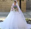 Tulle Long Sleeves Ball Gown Bridal Wedding Dress